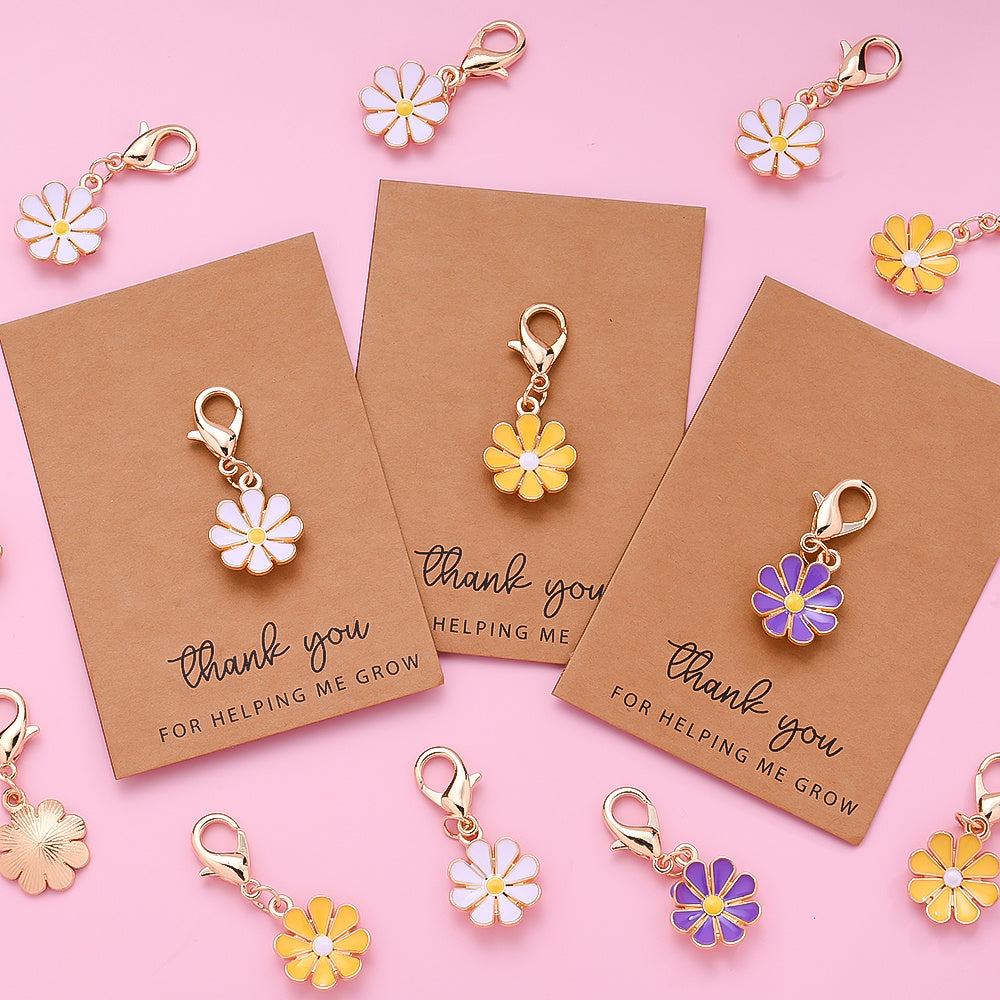 Daisy Flower Keychain with Thank You Card