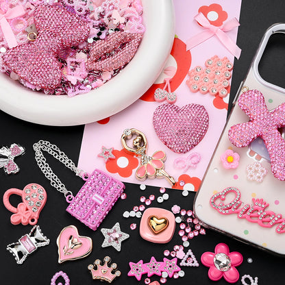 Mixed Pink Rhinestone Flatback Embellishment Set