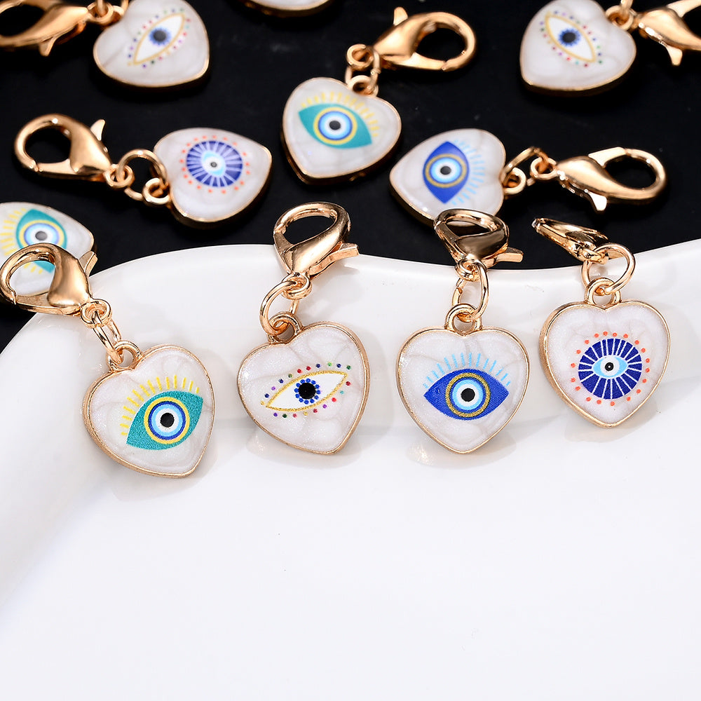 12PCS Blue & White Evil Eye Enamel Keychain Set