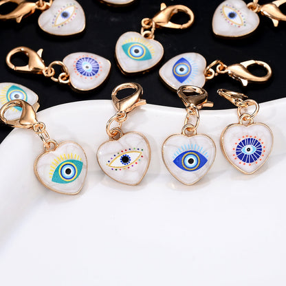 12PCS Blue & White Evil Eye Enamel Keychain Set