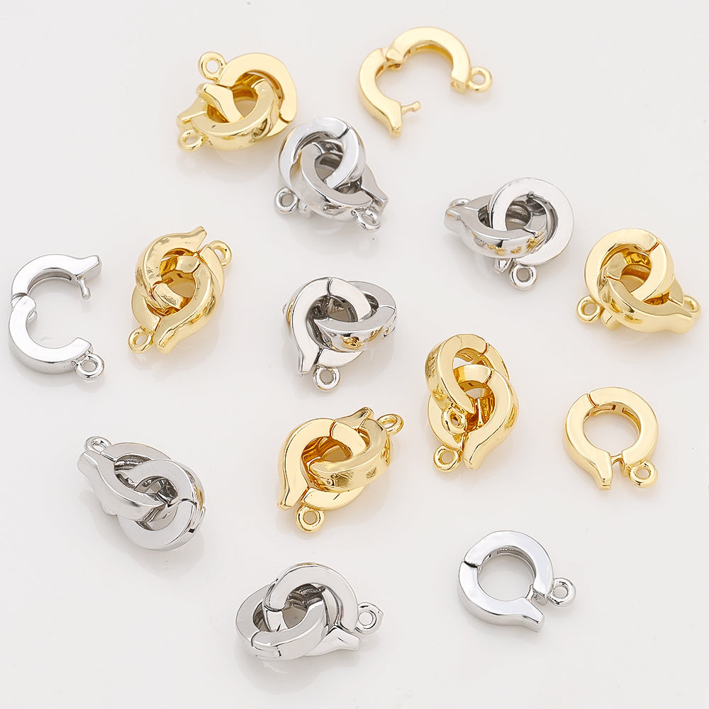 1 Pair 8mm Gold & Silver Copper Jewelry Clasps