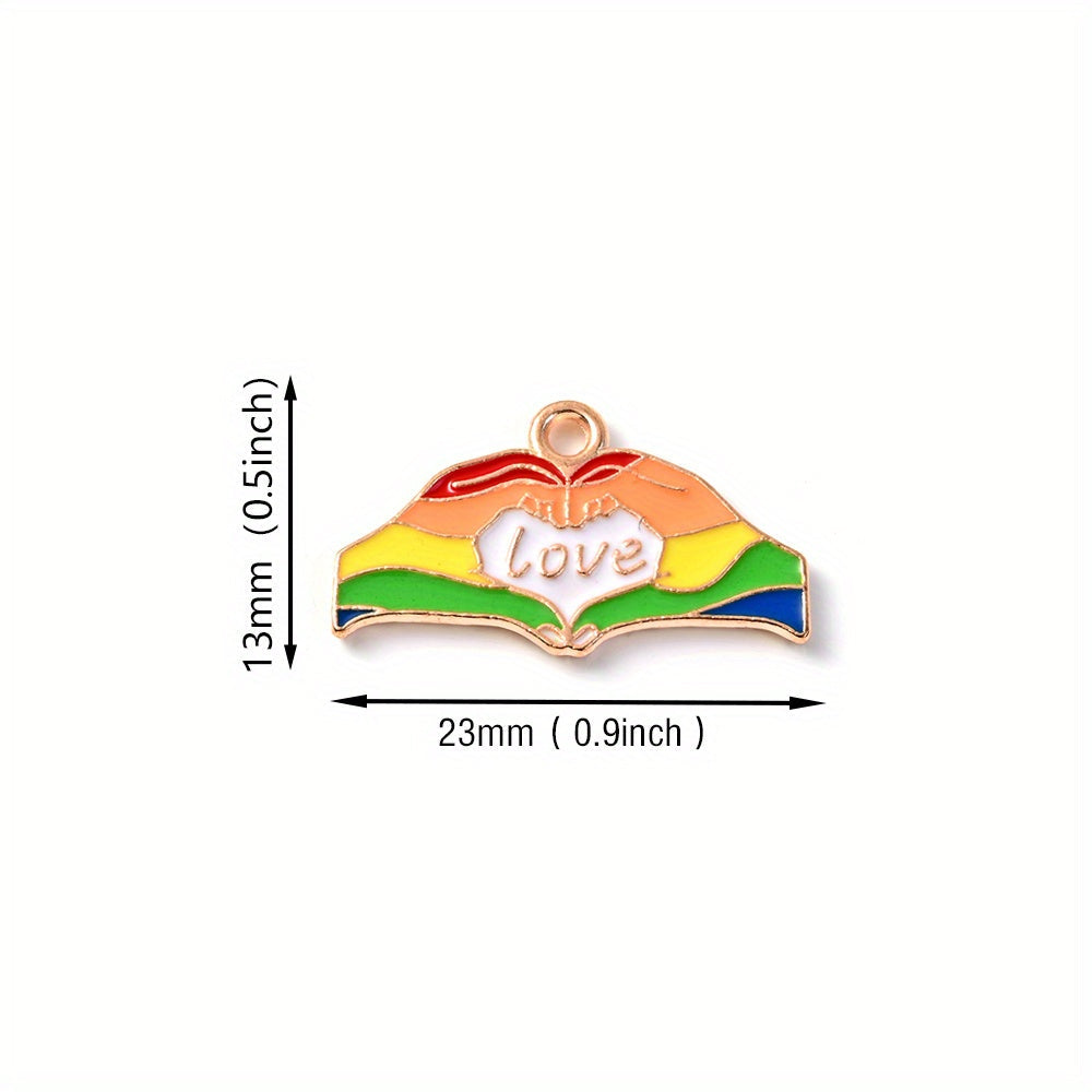 Rainbow Hand Love Alloy Pendants