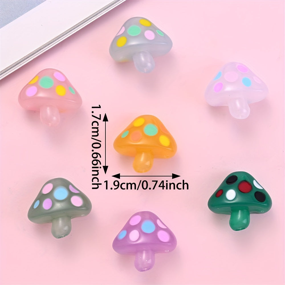 5PCS 17×19mm Luminous Mushroom Acrylic Bead Set