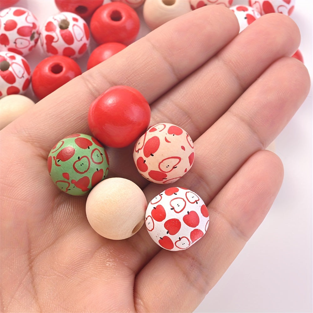Apple Pattern Wooden Beads