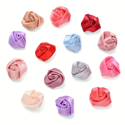 10PCS Multicolor Fabric Rose Bud Flower Embellishment Set