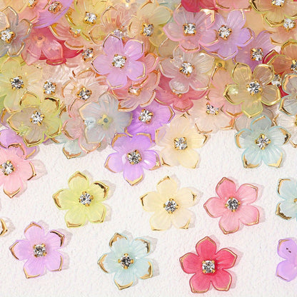 Gradient Five-Petal Flower Acrylic Beads