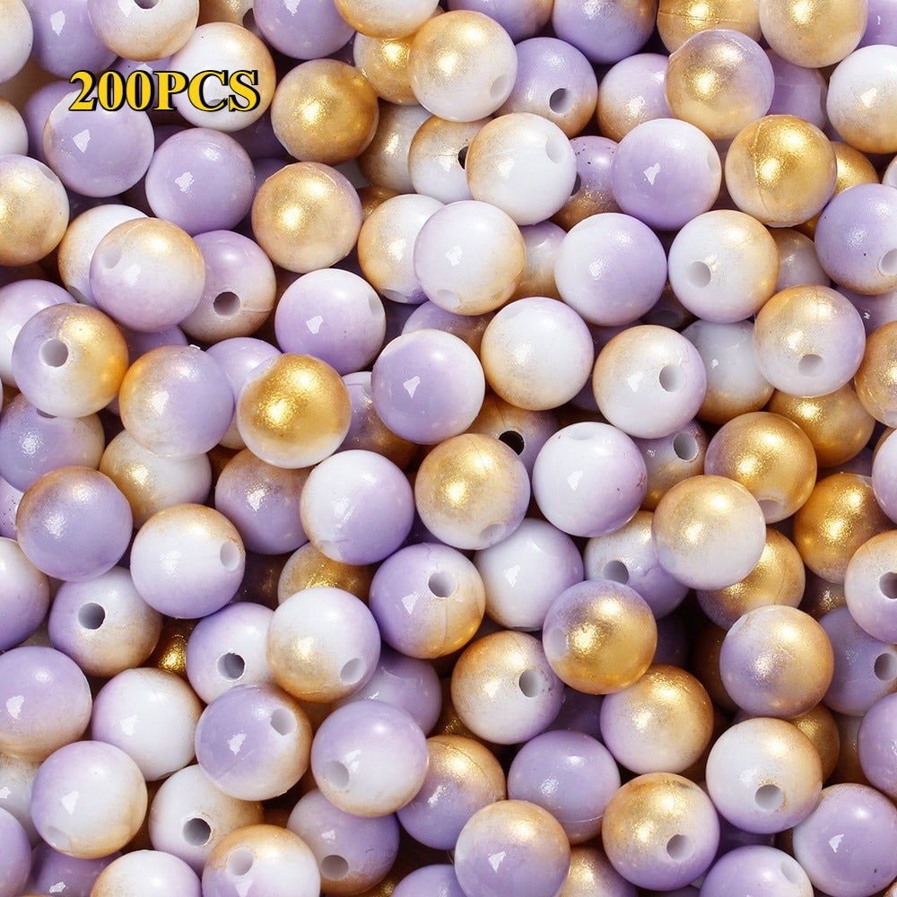 100/200pcs 6/8mm Fashion Gradient Acrylic Beads