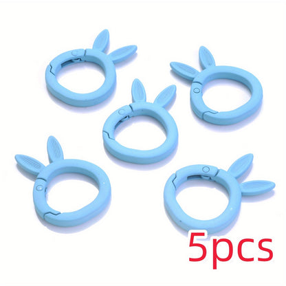 5-Piece 37x27 mm Rabbit Ear Shape Metal Keychain Hooks