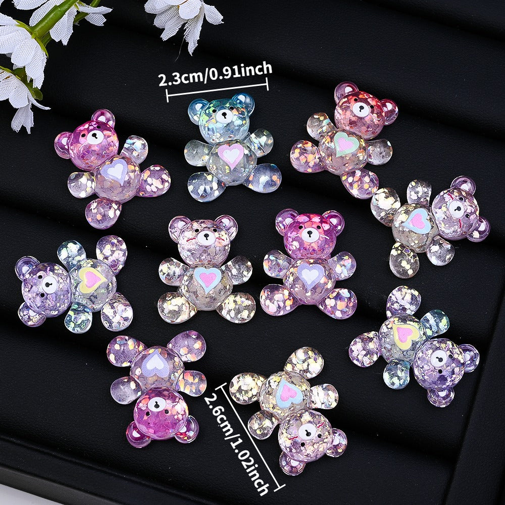 Shiny Bear Love Resin Patch Beads