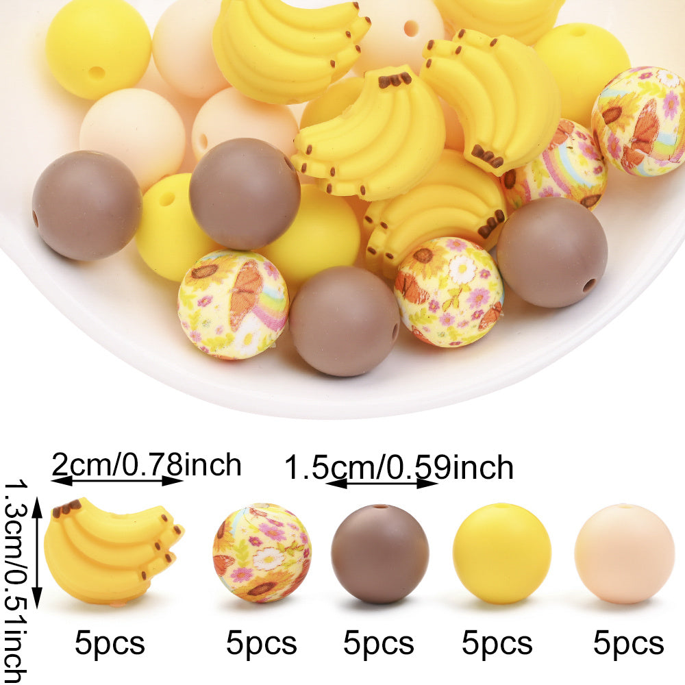 25PCS Fruit Collection Silicone Bead Set