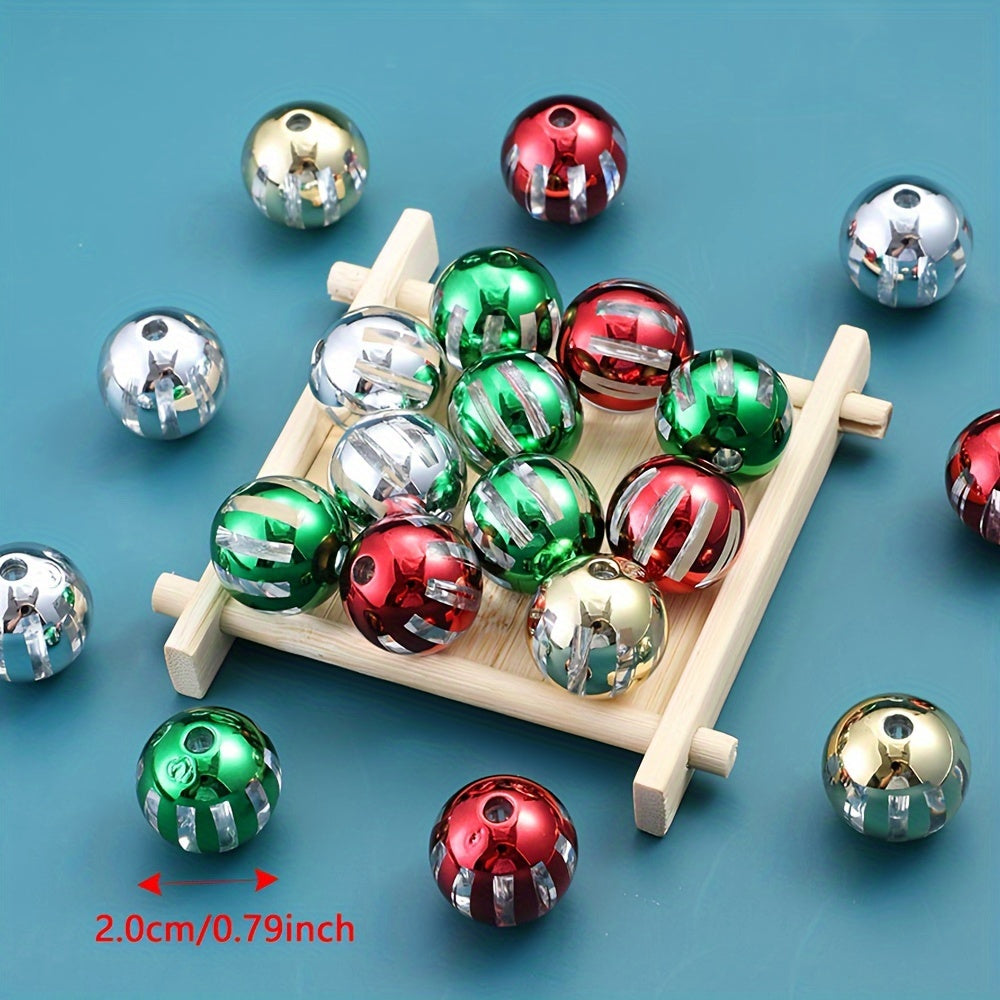 Christmas Striped Acrylic Round Beads