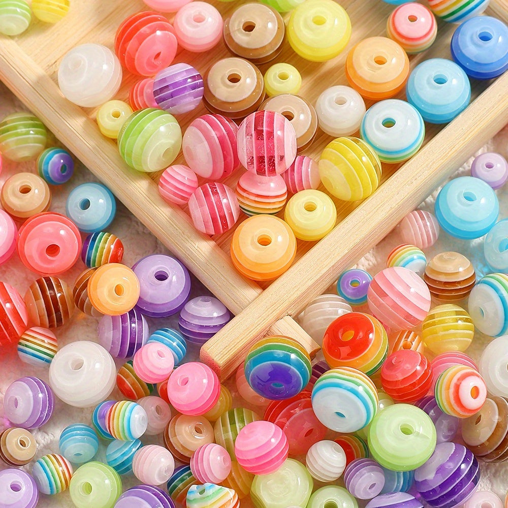 Translucent Rainbow Striped Acrylic Beads