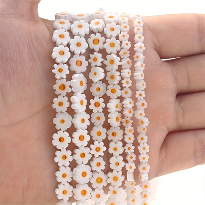 4/6/8mm Glass Daisy Flower Beads - DIY Jewelry Making for Bracelets