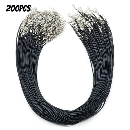 200-Piece Black Leather Jewelry Cord with Clasps