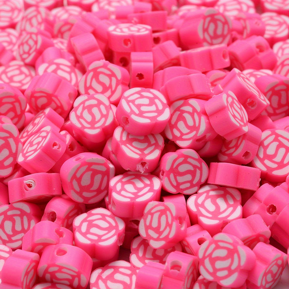 Mixed Rose Polymer Clay Spacer Beads