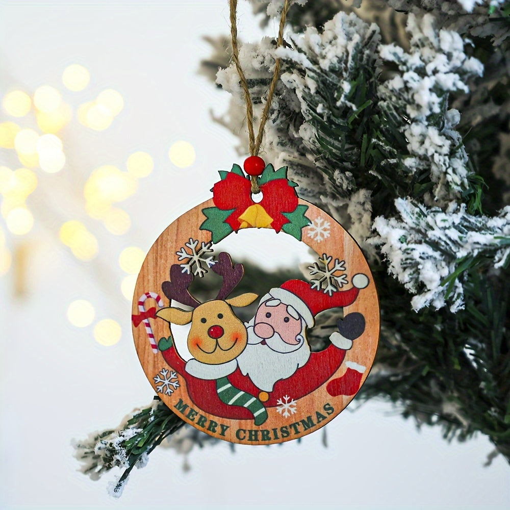 Wooden Merry Christmas Decorative Pendant