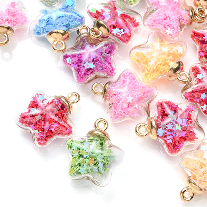 Sparkling Star Glass Pendant Charms