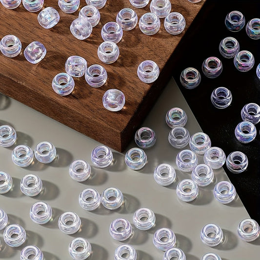 White Clear Pony Beads