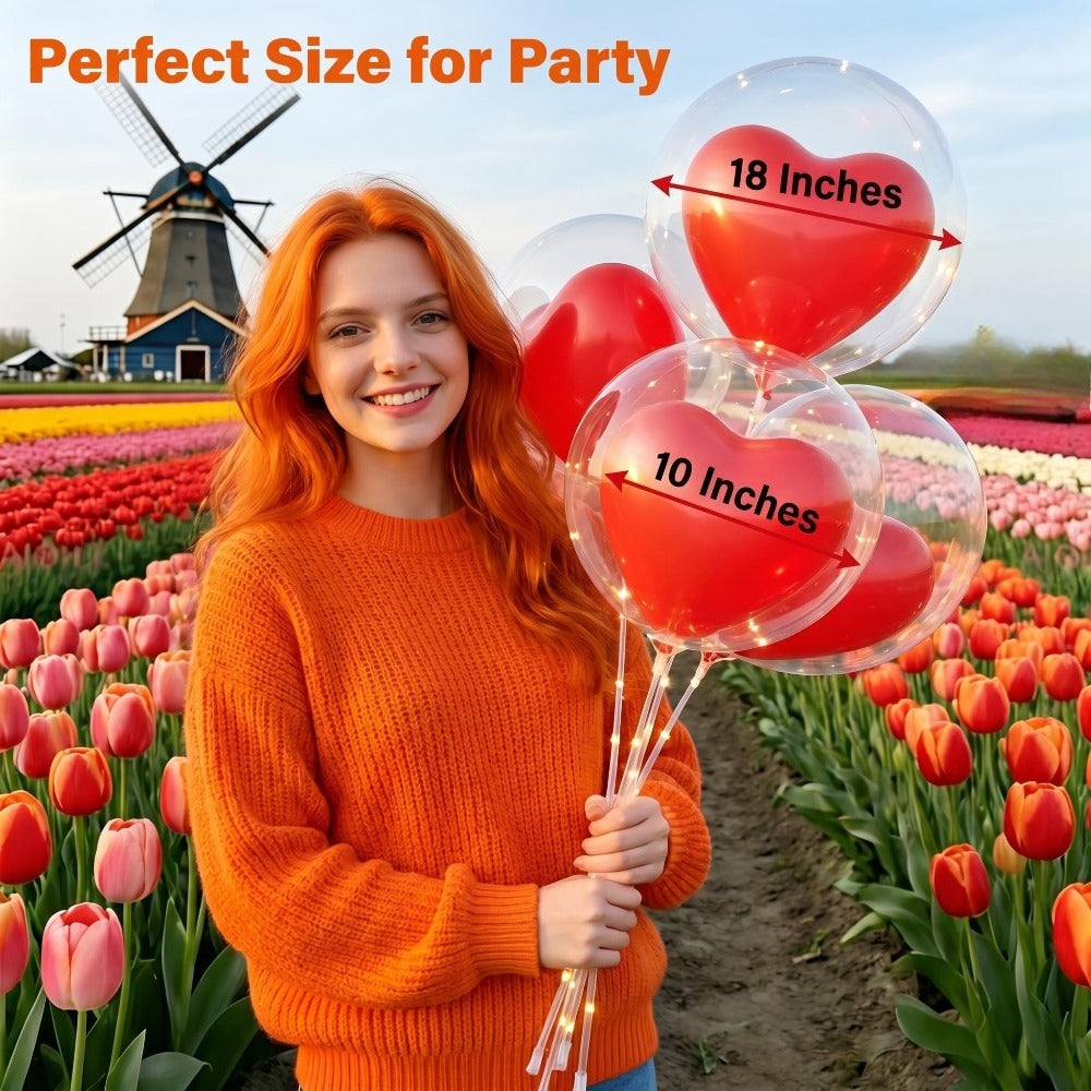 Bubble & Red Heart Balloon Set