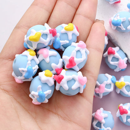 Painted Acrylic Round Beads