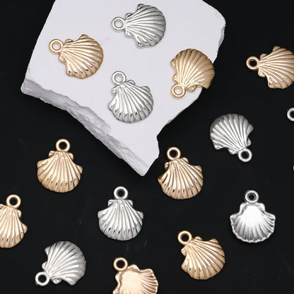 Golden and Silvery Plastic Shell Pendant Charms
