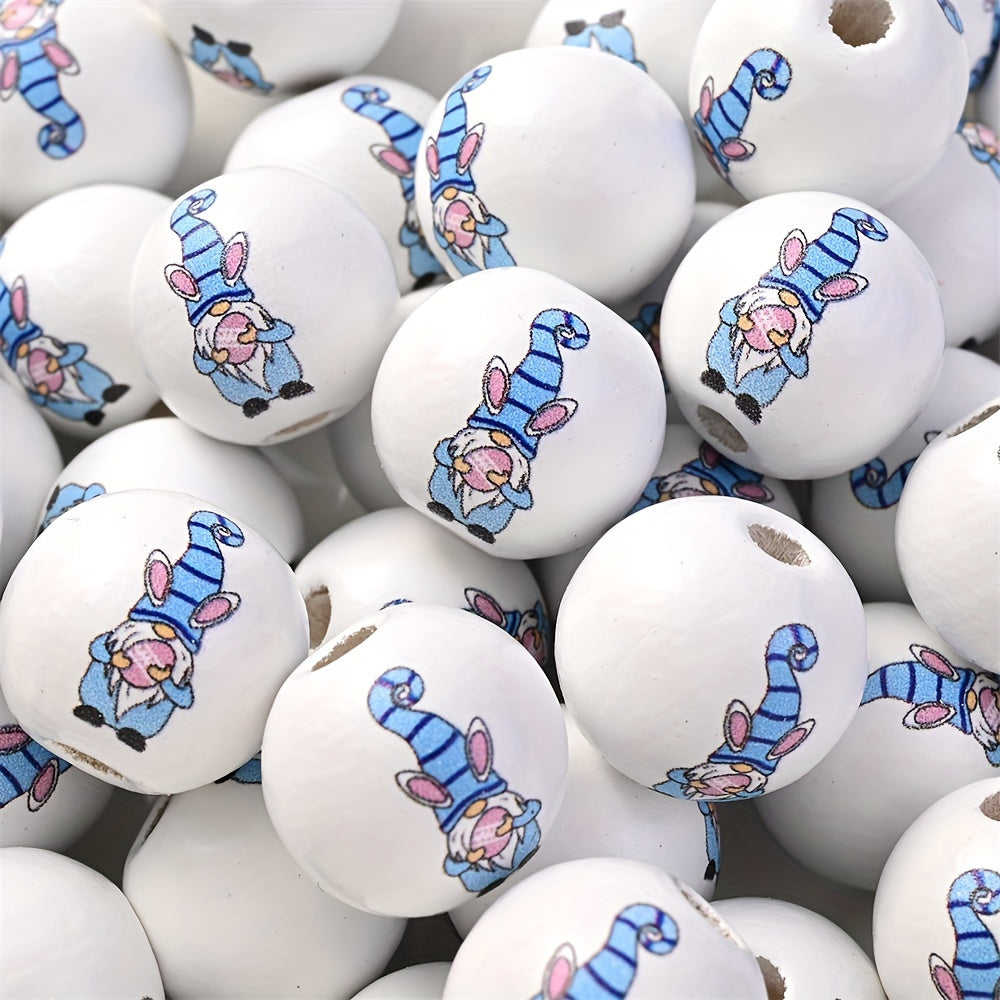10PCS 16mm Happy Easter Wooden Bead Set