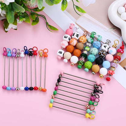 Metal Blank Bar Beadable Keychain Set