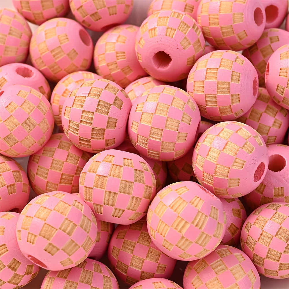 Checkerboard Wooden Spacer Beads
