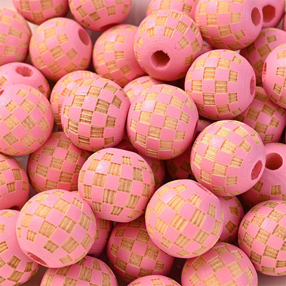 Checkerboard Wooden Spacer Beads