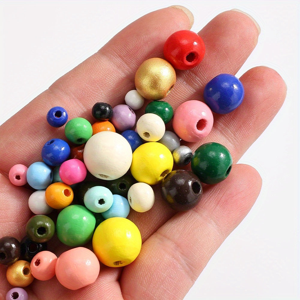 Multi Color Glossy Wood Beads