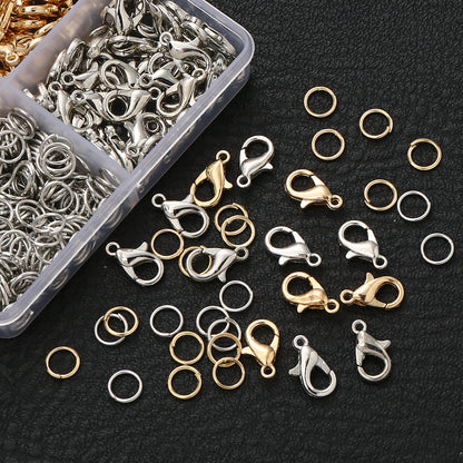 500PCS Gold & Silver Lobster Clasp and Open Jump Ring Set