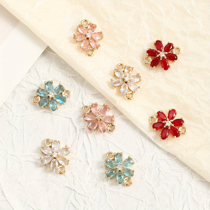 Glass Flower Rhinestone Connectors