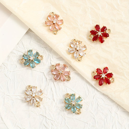 Glass Flower Rhinestone Connectors