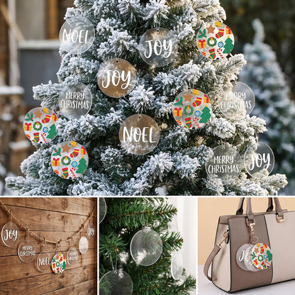 Blank Round Transparent Acrylic Christmas Ornament Keychain Charms