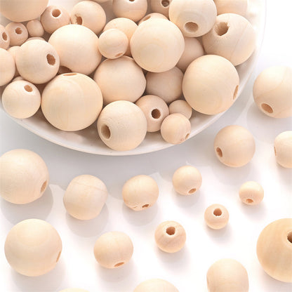 800PCS 6–20mm Natural Round Wooden Bead Set