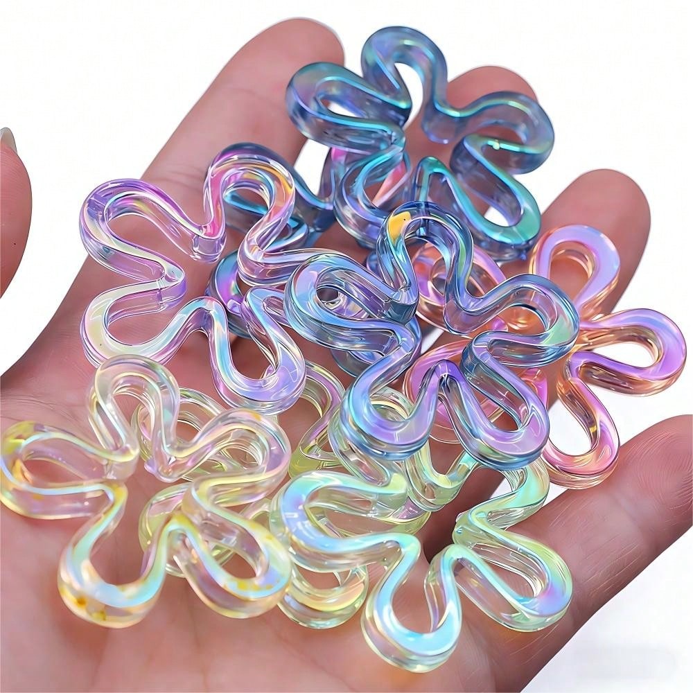 10-Piece 43 mm UV Gradient Plum Blossom Acrylic Beads