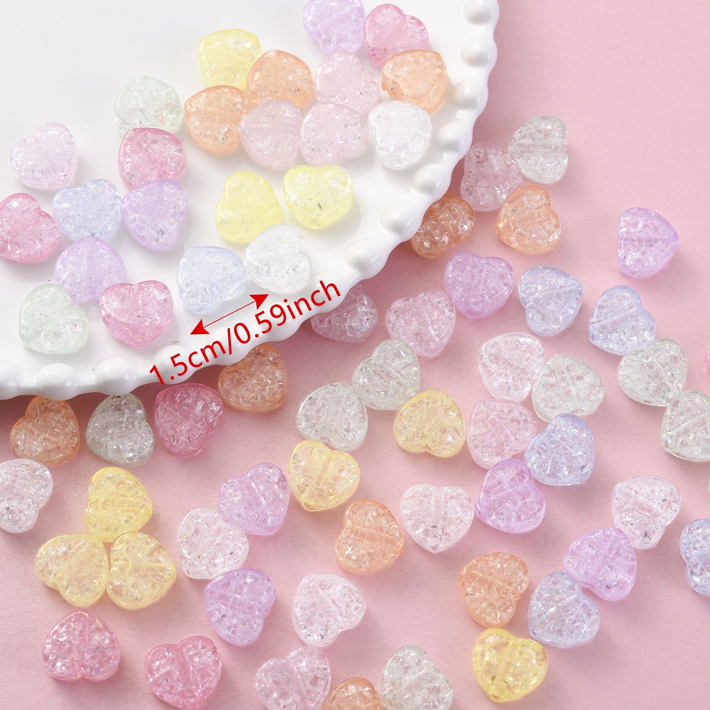Acrylic Heart-Shaped Spacer Beads