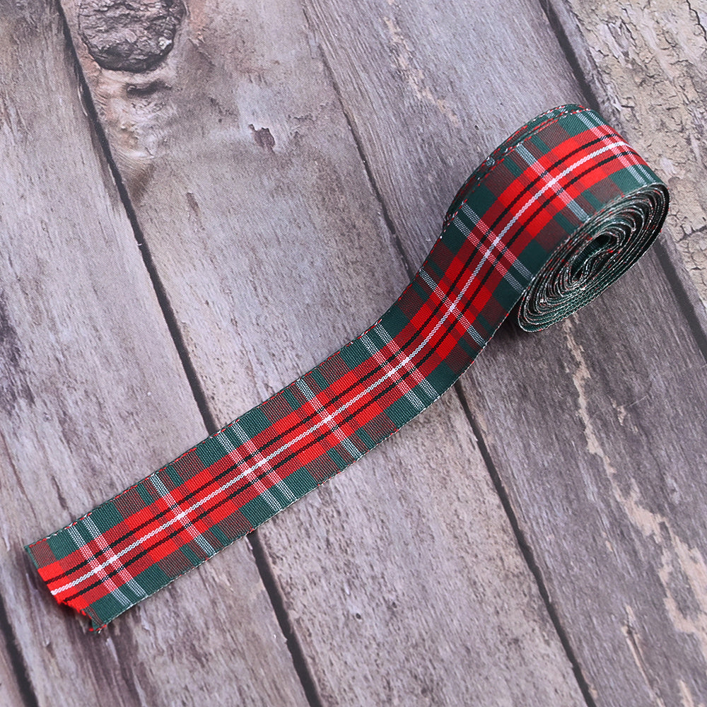 Christmas Plaid Polyester Ribbon