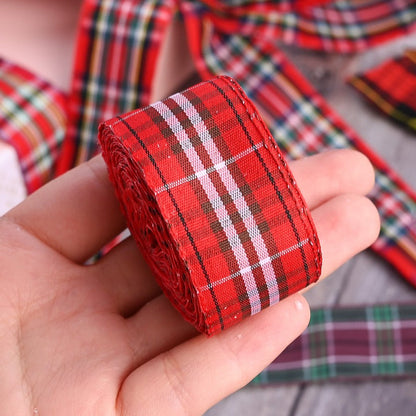 Christmas Plaid Polyester Ribbon