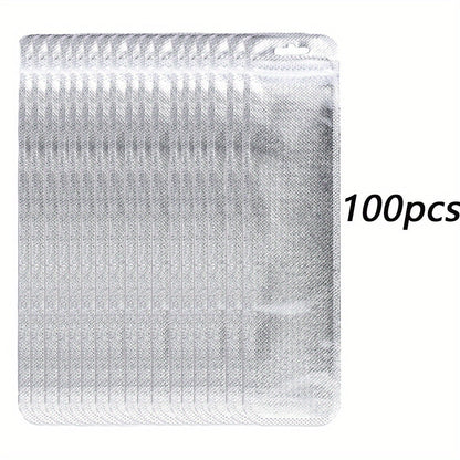 50/100-Piece Holographic Laser Resealable Packaging Bags