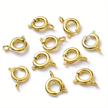 10PCS 7mm Gold & Silver Spring Clasps with Open Jump Rings
