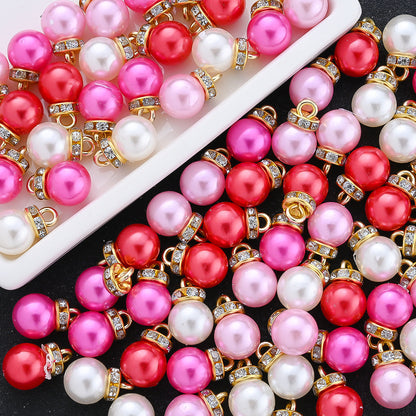 120PCS Pink Imitation Pearl Rhinestone Bead & Pendant Set