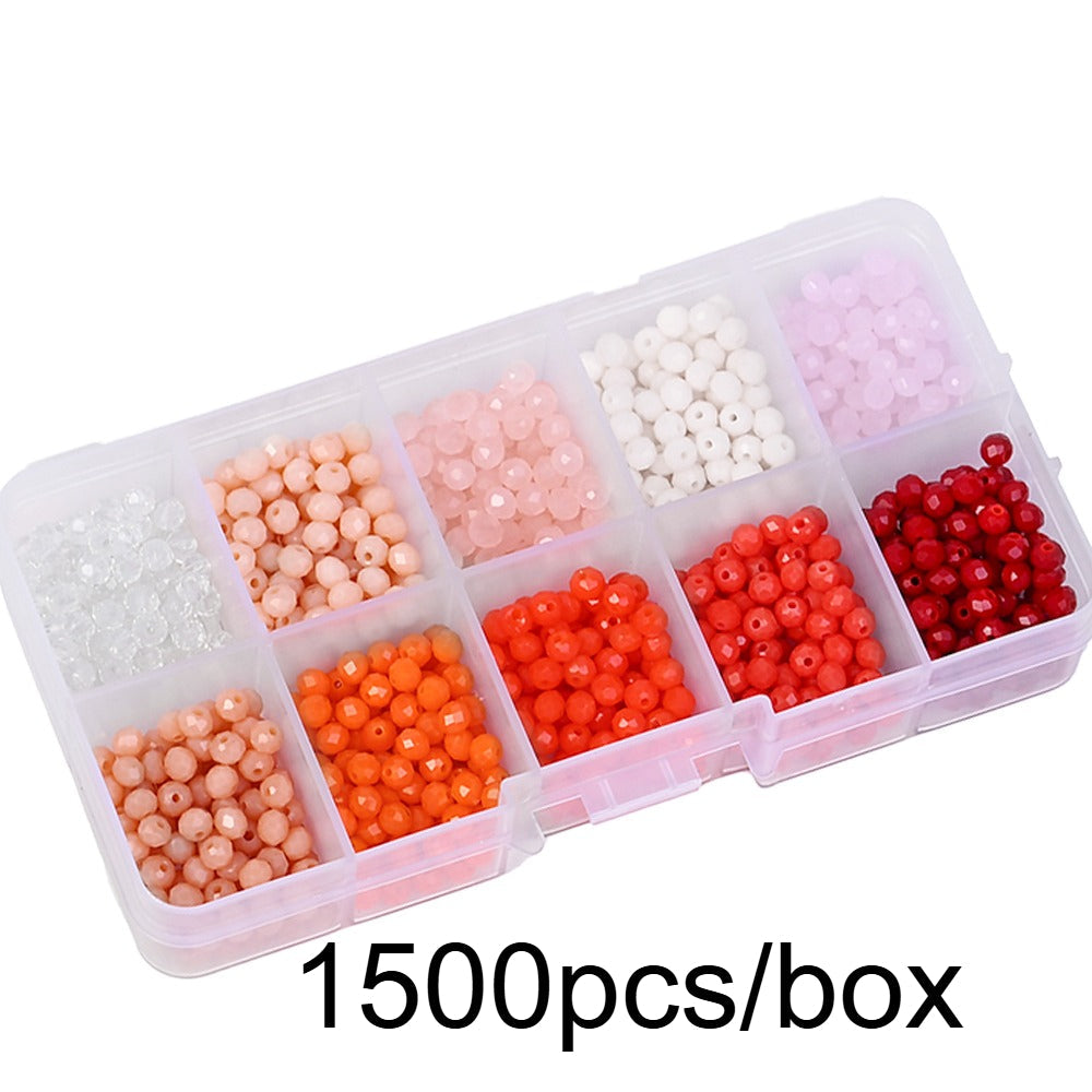 1500pcs/box Jewelry Beads Kit 4mm Mini Jewelry Faceted Beads Set