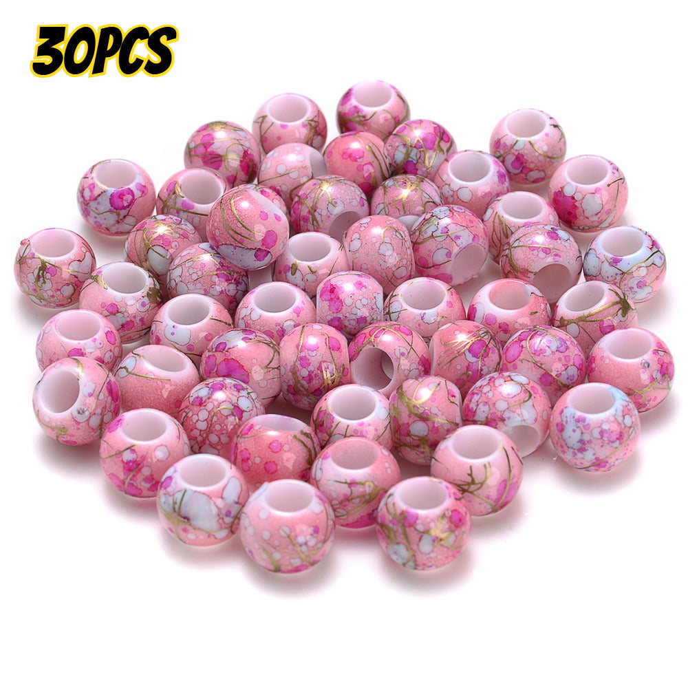 30pcs 10x8mm Multicolor Round Acrylic Dotted Beads