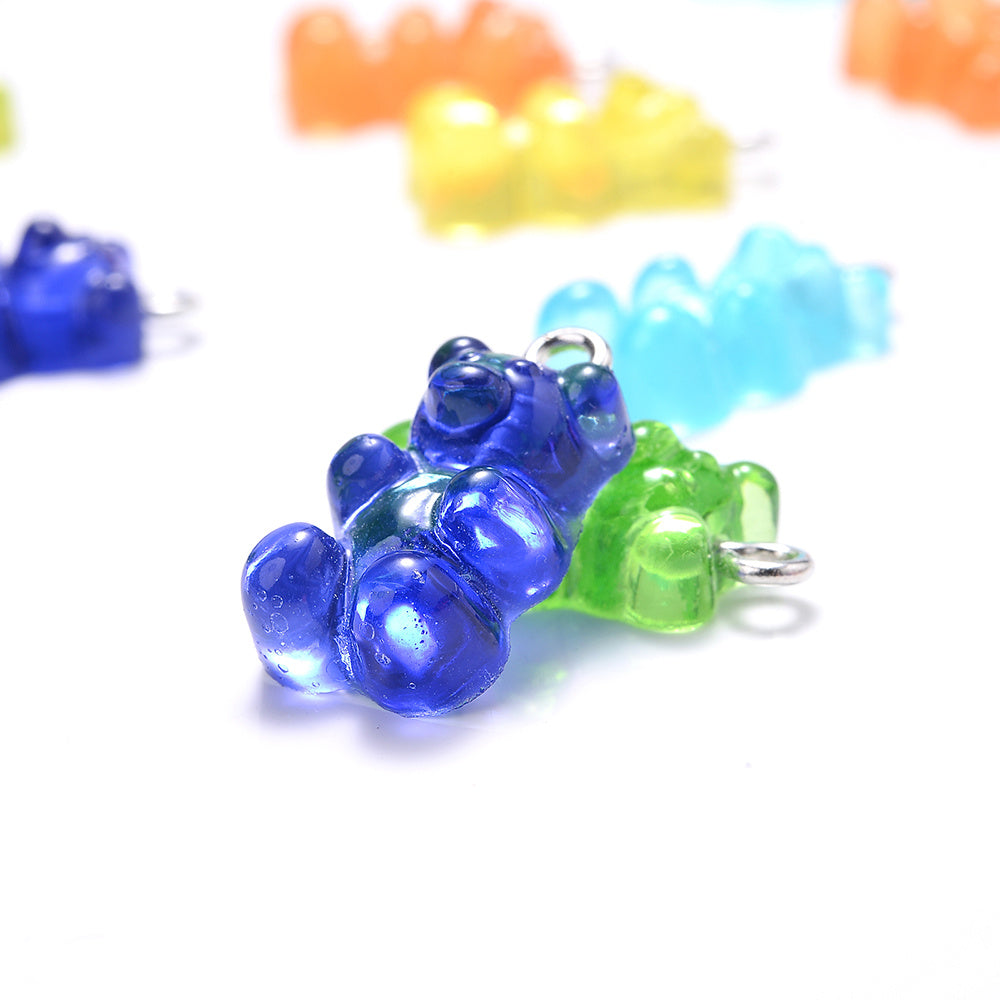 10-Piece 10x20 mm Vibrant Resin Bear Charms