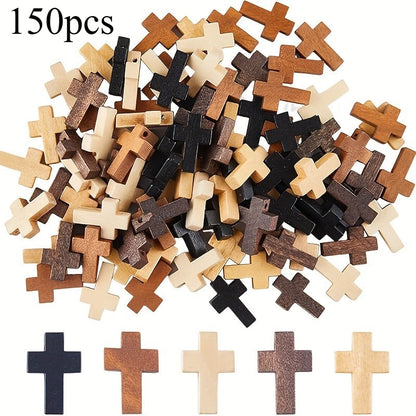 Natural Wood Cross Charms