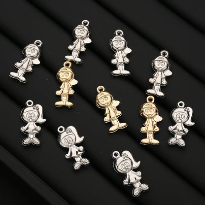 20PCS Gold & Silver CCB 3D Cartoon Boy & Girl Pendants
