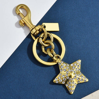 1PC Gold-Tone Rhinestone Star Keychain