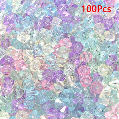 100/200PCS 6/8mm Diamond-Shaped Acrylic Bead Set