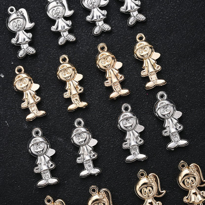 20PCS Gold & Silver CCB 3D Cartoon Boy & Girl Pendants